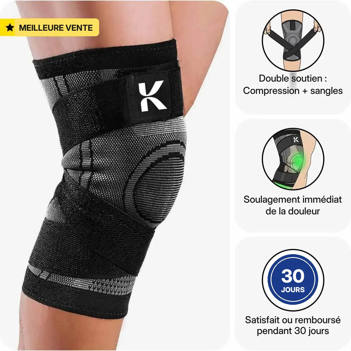 Genouillère de compression Kopresse® – Offre 1 achetée = 1 offerte — vue 1