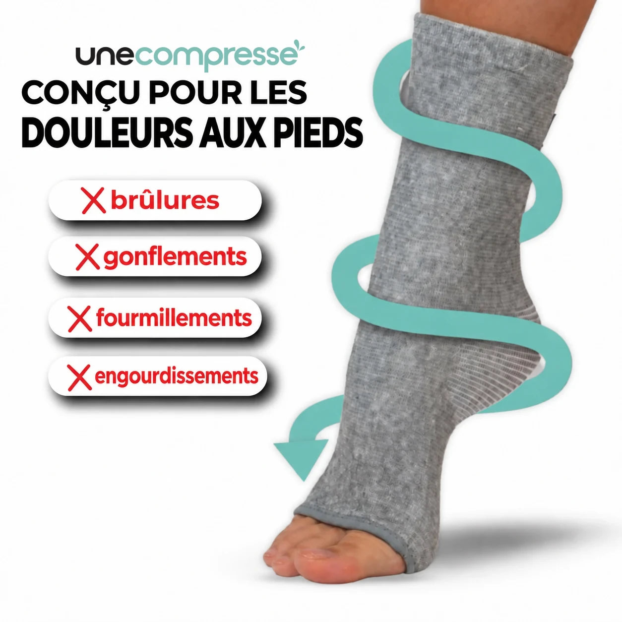 Manchons pieds anti-fatigue en bambou Unecompresse™ — vue 3
