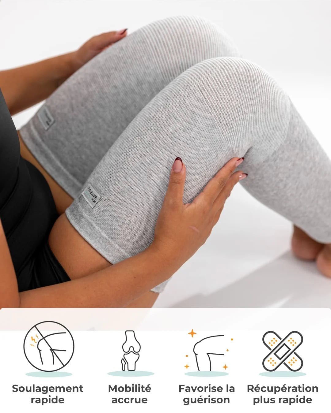 Manchon de jambe en bambou : soutient la circulation, réduit les gonflements, respirant, ultra-doux