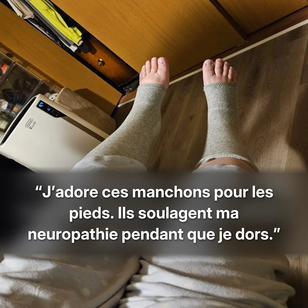 Photo d’une cliente portant les manchons Unecompresse