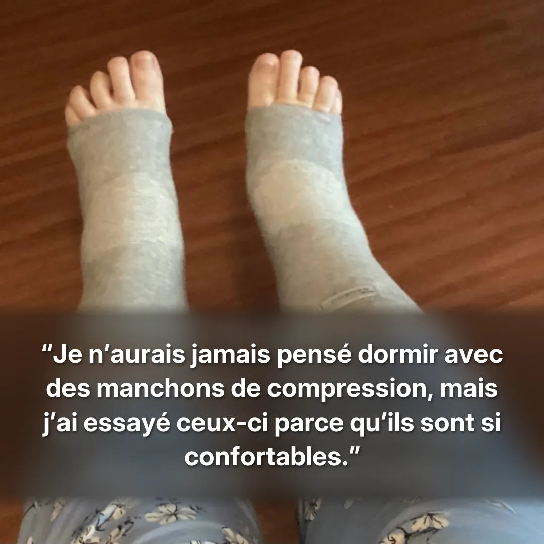 Photo d’une cliente portant les manchons Unecompresse